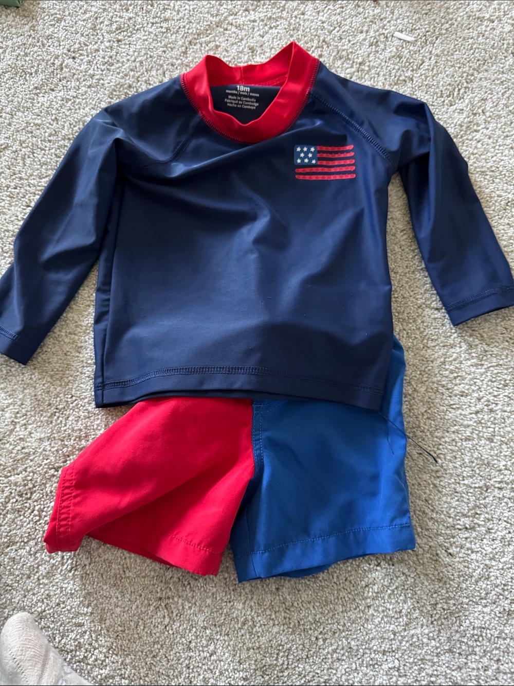 Carter's Navy and Red USA Flag Rashguard Swim Set